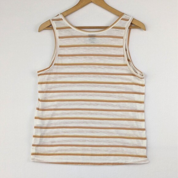 Patagonia Womens S Mainstay Sunset Stripe Tan Beige White Tank Top Cotton Blend - Picture 5 of 6